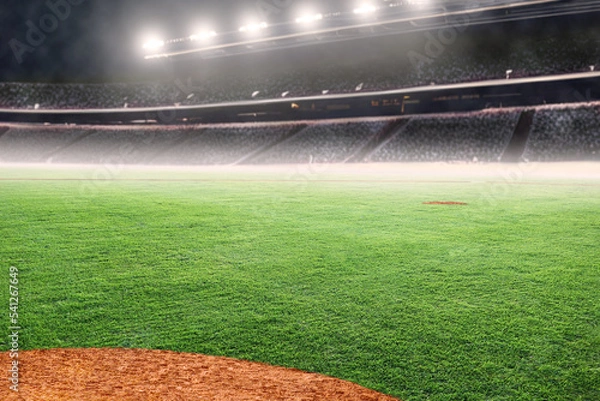 Obraz Baseball Diamond on Field in Outdoor Stadium With Copy Space