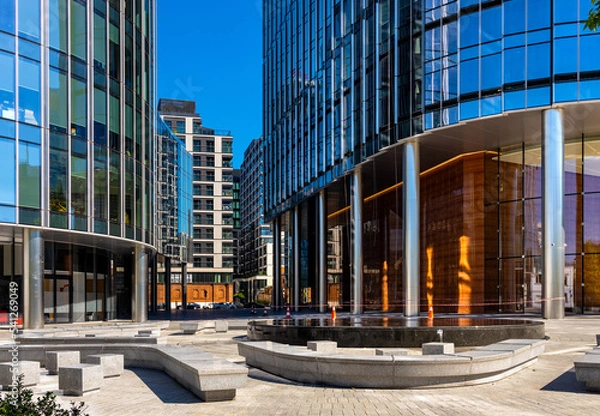 Fototapeta Modern office and residential architecture of Wola business district of Warsaw city center in Poland