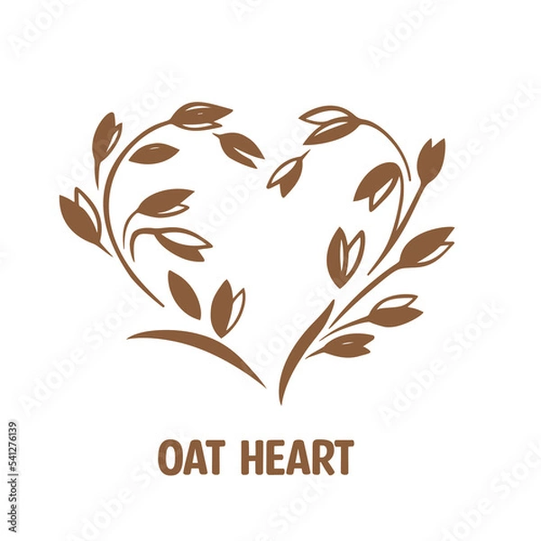 Fototapeta oat in heart shape, vector illustration