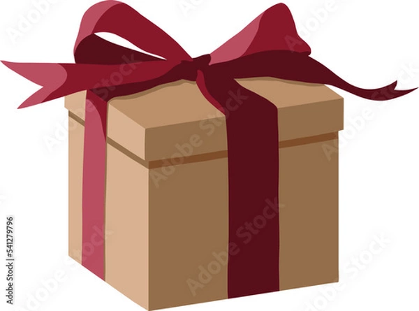 Obraz Vector gift corton box with red ribbon and bow