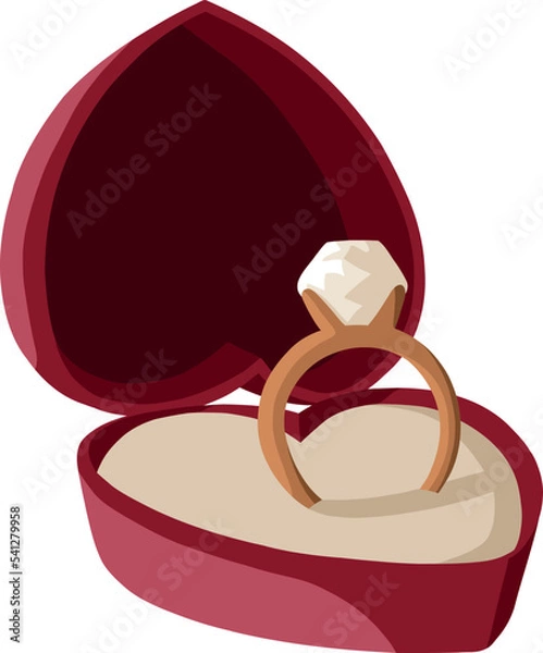 Obraz Vector diamond engagement ring in a red box