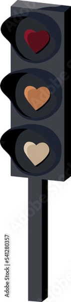 Obraz Vector traffic light shining with hearts