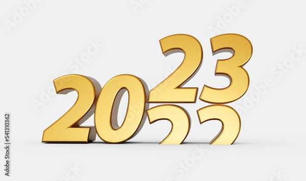Fototapeta 2023 Up 2022 Down new year on white background. Isolated 3D illustration
