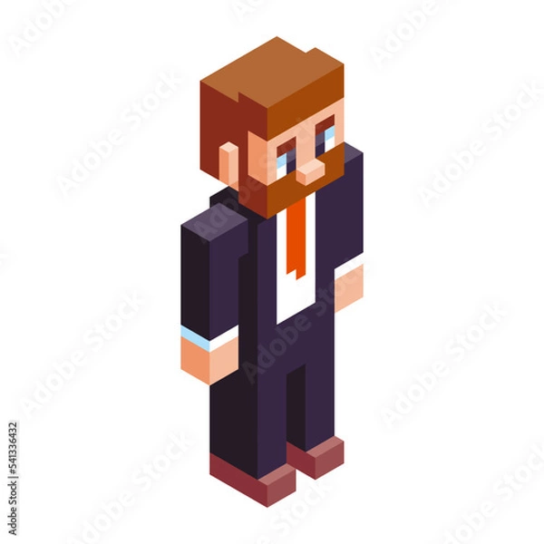 Obraz Isolated office minecraft vector illustration