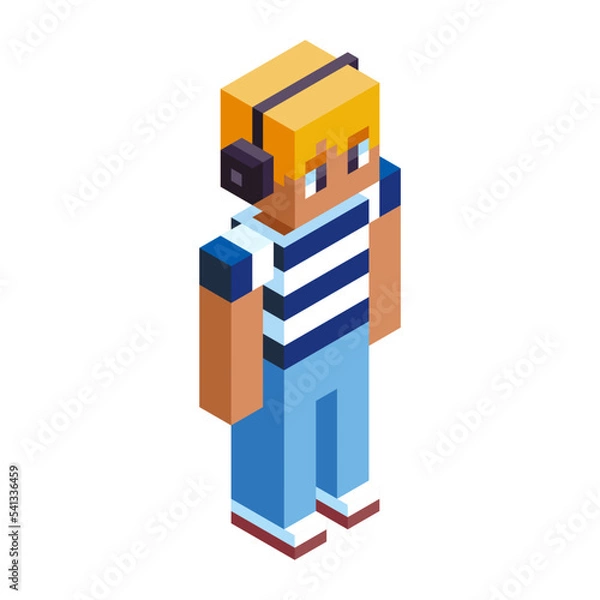Obraz Isolated student minecraft vector illustration