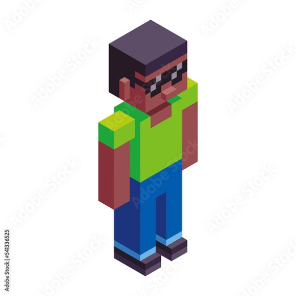 Obraz Isolated guy minecraft vector illustration