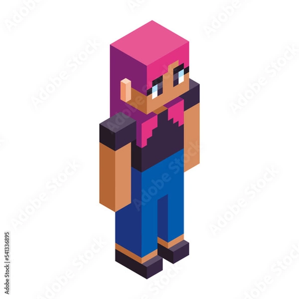 Obraz Isolated girl minecraft vector illustration