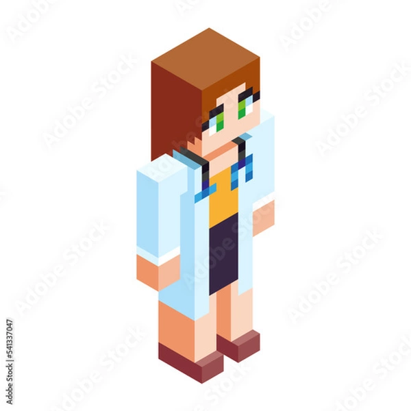 Obraz Isolated medical minecraft vector illustration