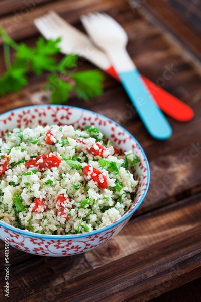 Obraz Cauliflower couscous with herbs and goji berries