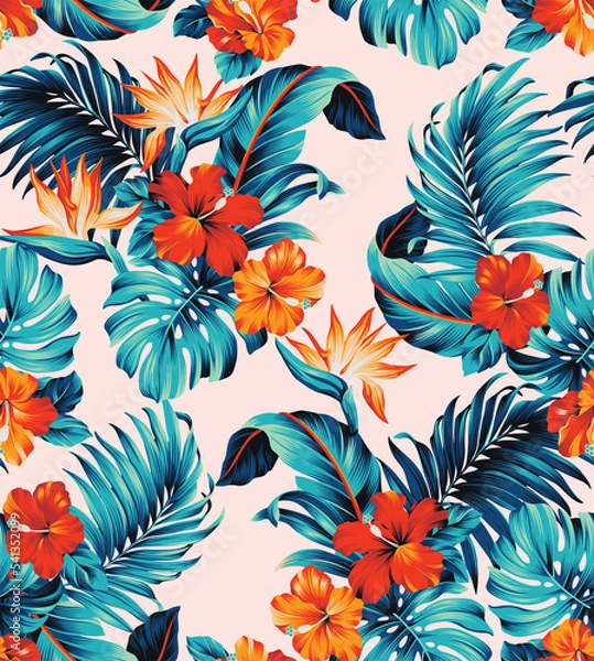 Fototapeta Tropical pattern background Free Vector