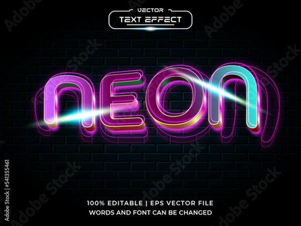 Obraz Neon 3d editable text effect