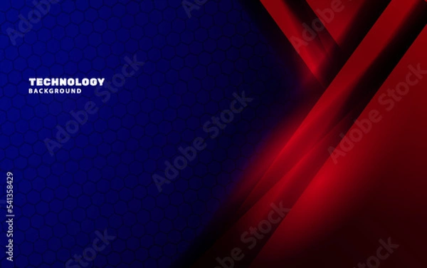 Fototapeta Futuristic blue and red color background