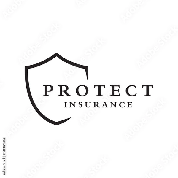 Fototapeta Abstract shield with text logo design for insurance company