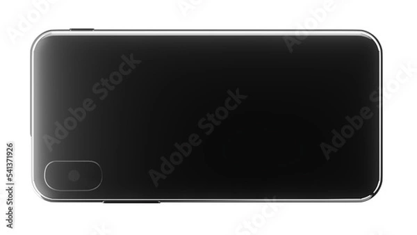 Fototapeta black smart  iphone phone render bottom view realistic blank studio lighting cgi 3d realistic
