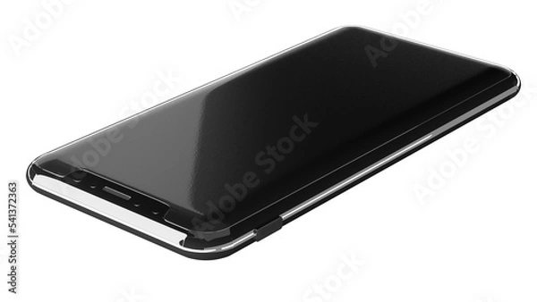 Fototapeta black iphone smart phone render realistic blank studio lighting cgi 3d realistic rendering 