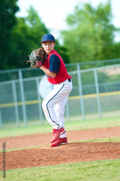 Fototapeta Young boy baseball pitcher