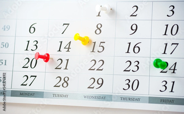 Obraz Calendar event and pushpin concept