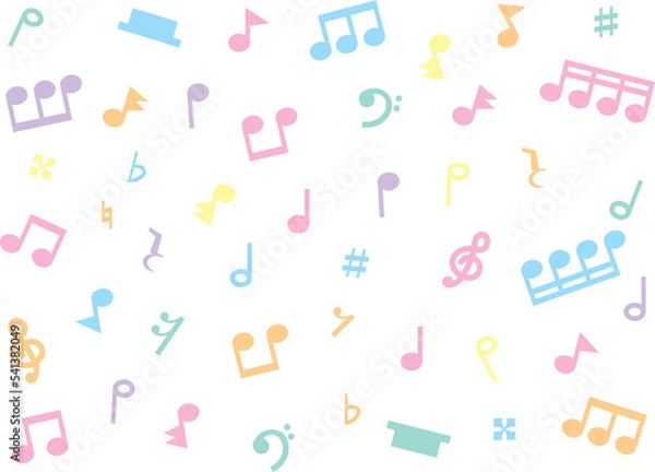 Obraz カラフルな音符・休符・音楽記号セット