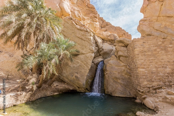 Fototapeta mountain oasis Chebika in Sahara desert, Tunisia