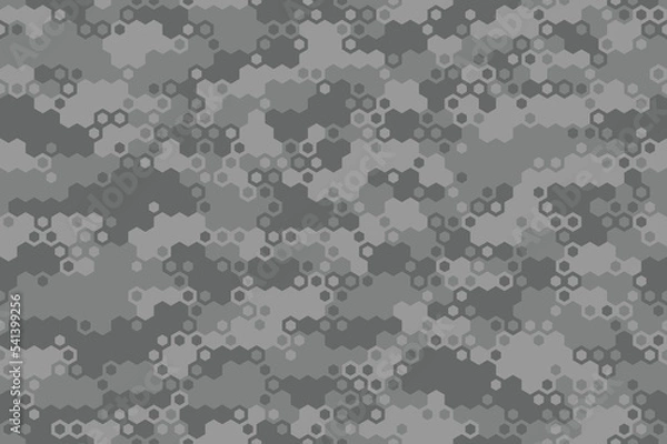 Fototapeta Hexagonal camouflage seamless pattern. Abstract modern geometric military dotted background texture for fabric and fashion print. Vector illustration.