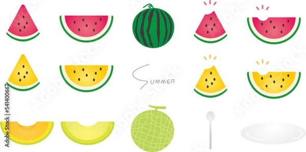 Obraz  スイカとメロンのイラスト
