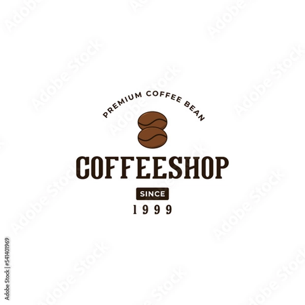 Obraz Coffee shop vintage logo design. Coffee bean hipster logo design. Vector format logo.