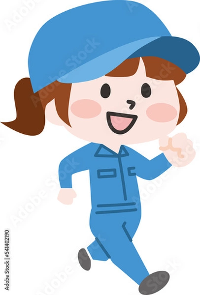 Fototapeta 笑顔の女性作業員のイラスト