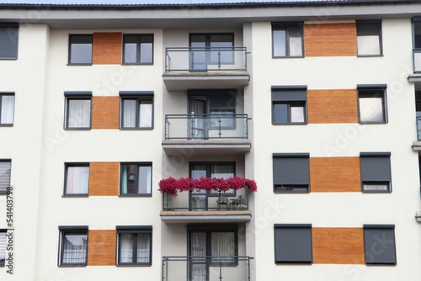 Obraz Beautiful view of building with balconies and windows