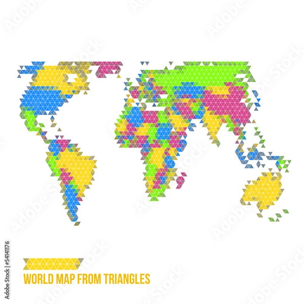 Fototapeta World Map From Triangles