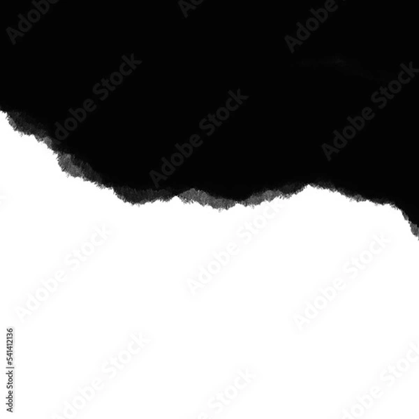 Fototapeta Ripped black paper across plain background, space for copy text, torn papyrus texture, cut edges design
