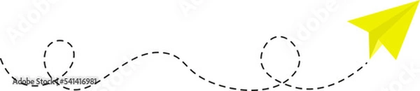 Obraz Dashed line paper airplane route 