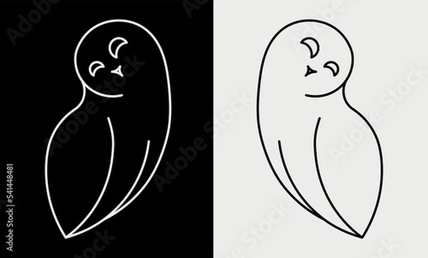 Fototapeta Linear owl logo. Bird vector icon.