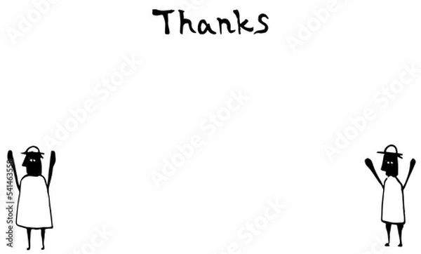 Obraz 万歳をする壁画風のサンクス