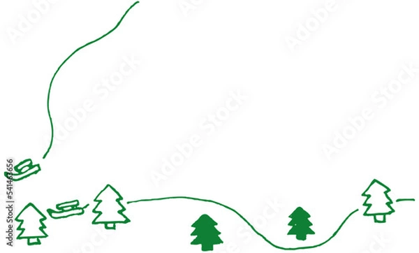 Obraz 雪の森を駆け抜けるソリ