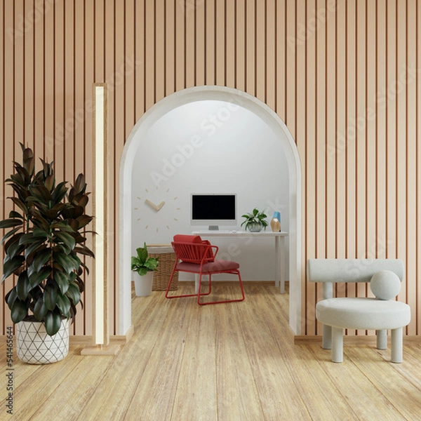 Fototapeta Working room in minimalist muji style.