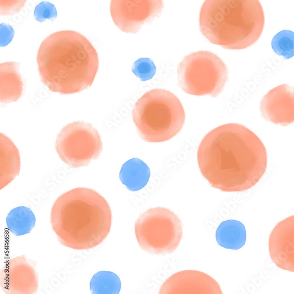 Obraz 水玉　オレンジ　青　背景
