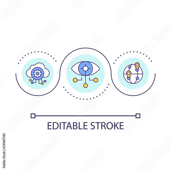 Fototapeta Wireless connection loop concept icon. Personalized marketing. IoT optimization. Internet communication abstract idea thin line illustration. Isolated outline drawing. Editable stroke. Arial font used