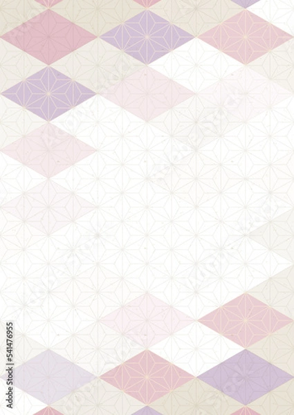 Obraz 麻の葉模様と菱形で装飾した和風背景イラスト