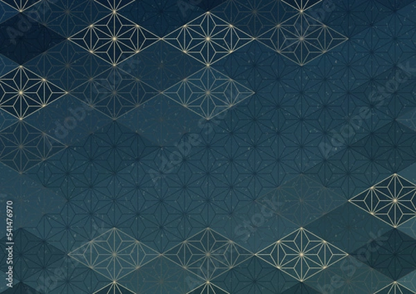 Obraz 麻の葉模様と菱形で装飾した和風背景イラスト