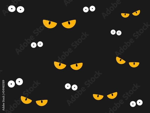 Fototapeta Strange scary eyes in the dark halloween vector background