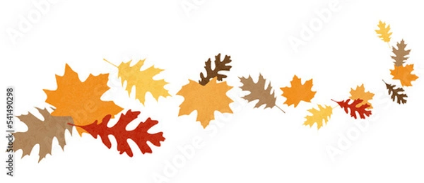 Obraz A swirl of autumn leaves in a cut paper style with textures
