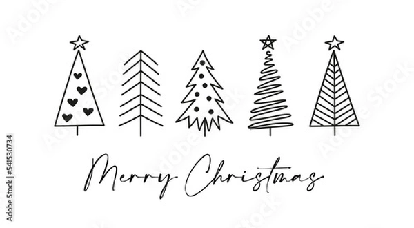 Fototapeta Merry Christmas vector file, New Year Pine Tree back picture on white background