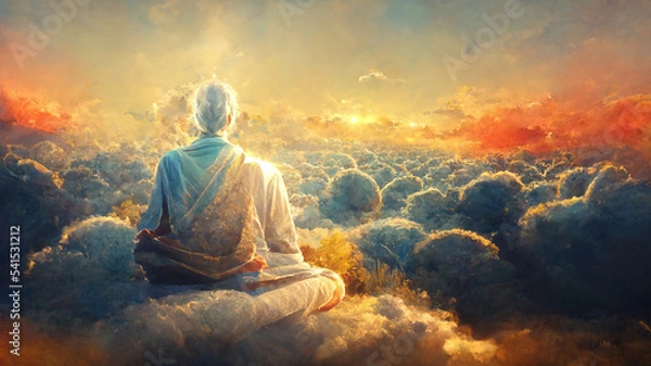 Fototapeta Abstract digital art meditation enlightenment god heaven background, mindful and spiritual concept, 3d rendering