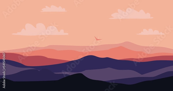 Fototapeta desert mountain expanse background calm twilight gradation