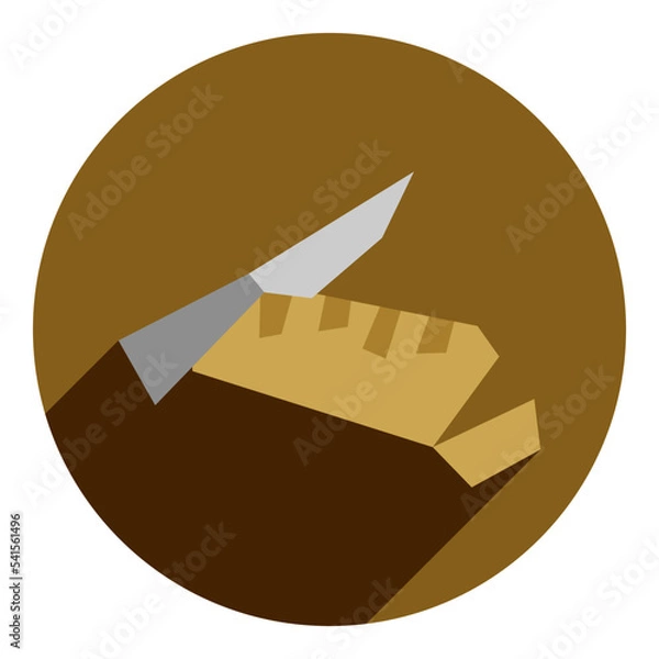 Obraz flat icon of knife with bread. brown icon in flat style of abstract bread with knife. bakery icon. web browser icon.