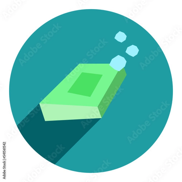 Fototapeta flat icon of hard soap with bubbles. blue icon in flat style with soap with bubbles. cleanliness icon. web browser icon.