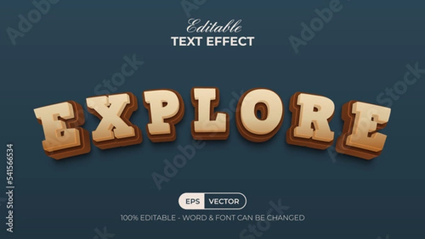 Fototapeta Explore text effect cartoon style. Editable text effect.