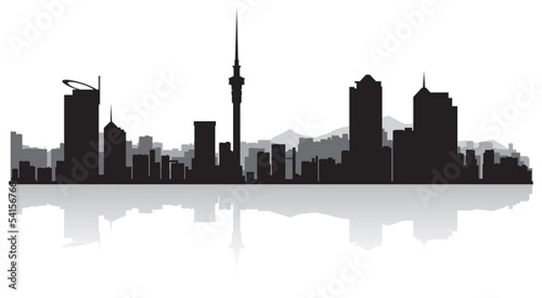 Obraz Sylwetka wektor panoramę miasta Auckland
