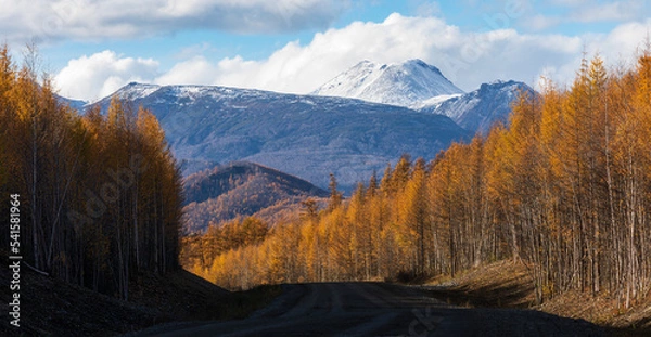 Fototapeta autumn landscape with mountains