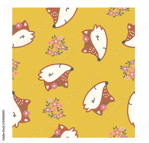 Fototapeta Cute fox with flower